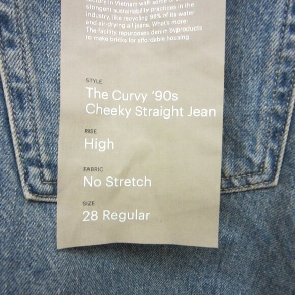 New Everlane The Curvy 90s Cheeky Straight Jean Sz 28x29 Blue 100% Organic Ctton - Picture 6 of 15